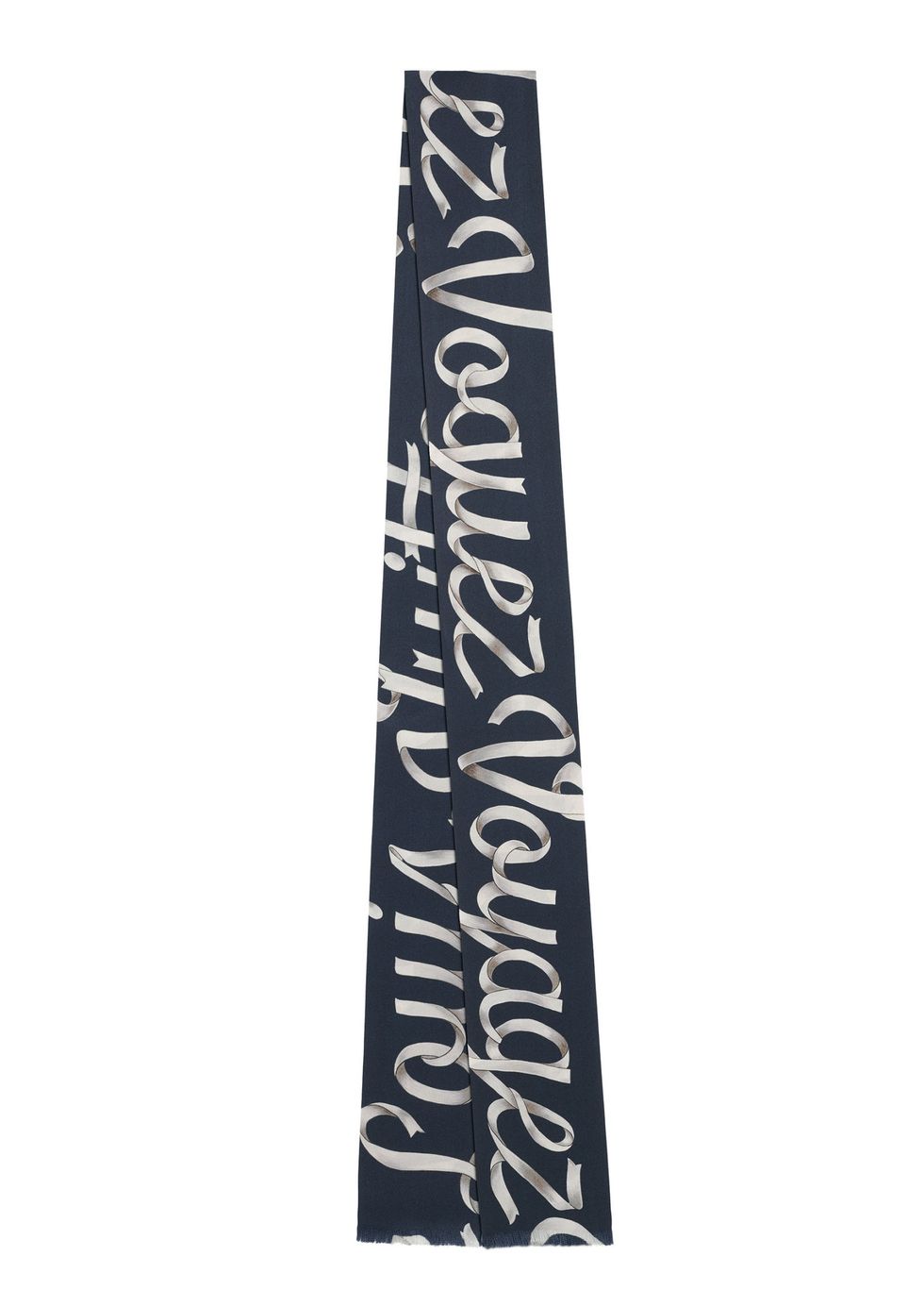 <p>黑底白字印花領巾，價格未定，Louis Vuitton。</p>