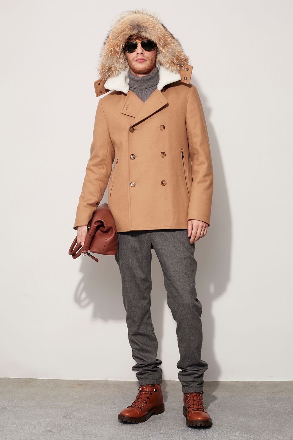Clothing, Brown, Sleeve, Collar, Trousers, Human body, Coat, Textile, Joint, Outerwear, 