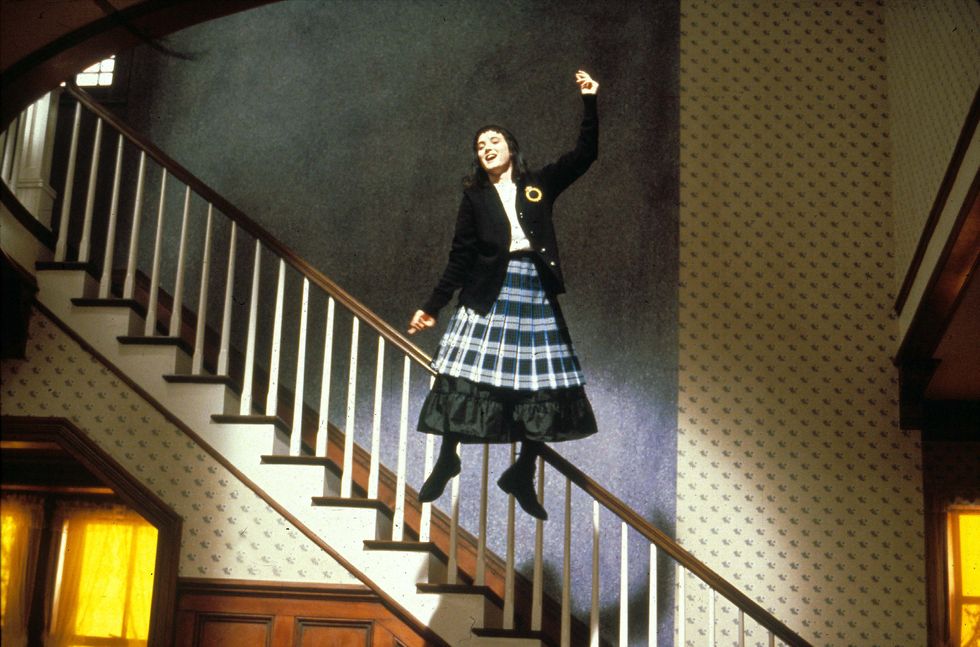 Plaid, Handrail, Baluster, Tartan, Stairs, Wood stain, Animation, Costume, Boot, Molding, 