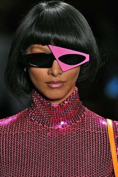 Eyewear, Glasses, Vision care, Lip, Hairstyle, Sunglasses, Goggles, Earrings, Magenta, Pink, 
