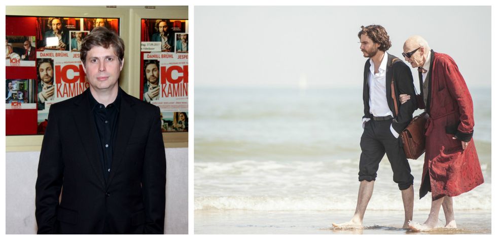 People on beach, Dress shirt, Photograph, Collar, People in nature, Coat, Blazer, Beach, Holiday, Barefoot, 