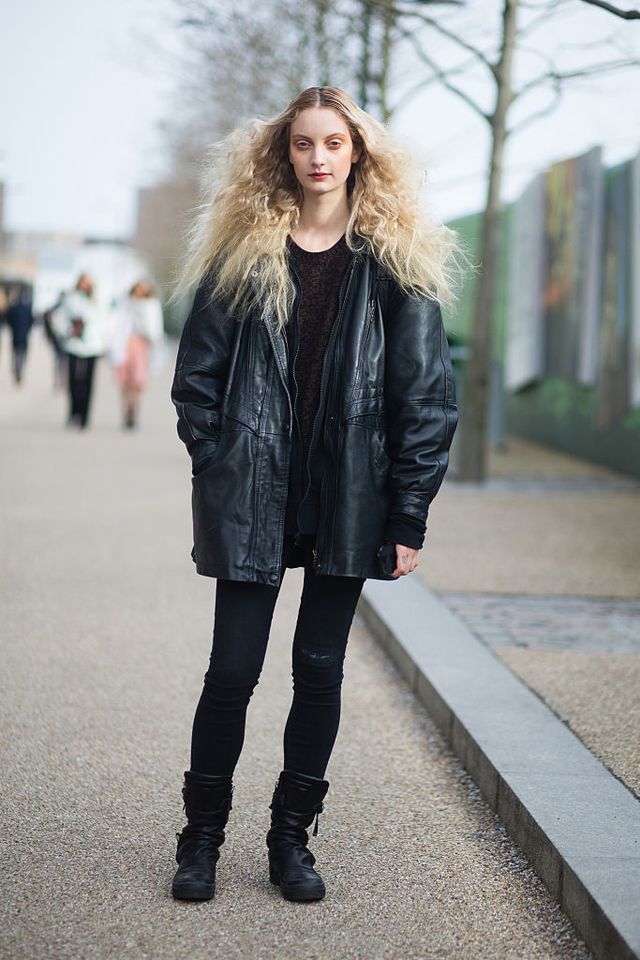Clothing, Brown, Jacket, Textile, Shoe, Outerwear, Winter, Boot, Style, Street fashion, 