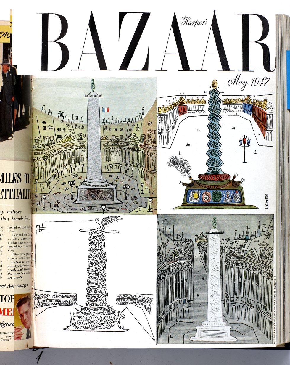 Landmark, Tower, Parallel, Illustration, Design, Publication, History, Column, Paper, Graphic design, 