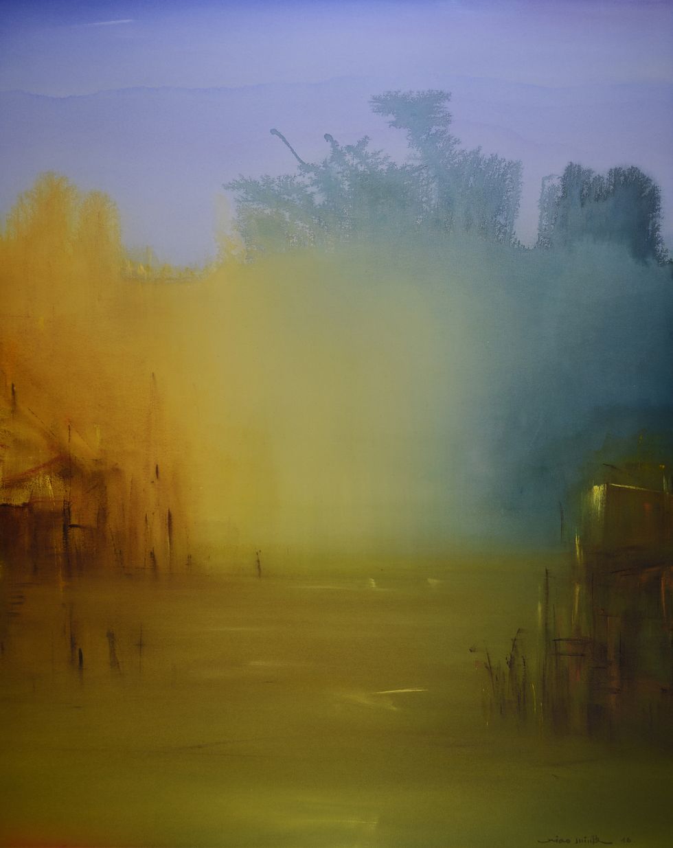 Yellow, Atmospheric phenomenon, Tints and shades, Paint, Visual arts, Painting, Fog, Art paint, Haze, Modern art, 