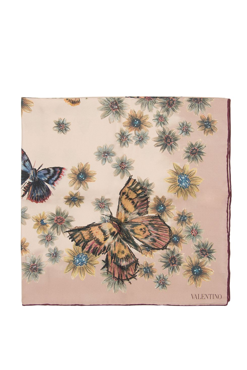 <p>花卉蝴蝶絲巾，價格電洽，Valentino。</p>