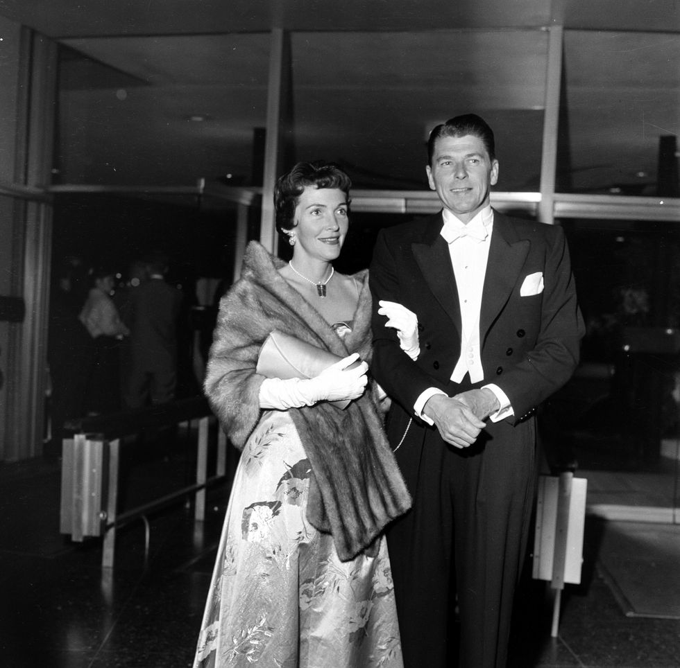 LOS ANGELES,CA - CIRCA 1958: Actor Ronald Reagan and his wife actress Nancy (Davis) Reagan attend an event in Los Angeles,CA. (Photo by Earl Leaf/Michael Ochs Archives/Getty Images)  