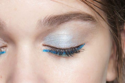 Eyebrow, Eyelash, Face, Eye, Eye shadow, Blue, Turquoise, Skin, Cosmetics, Organ, 