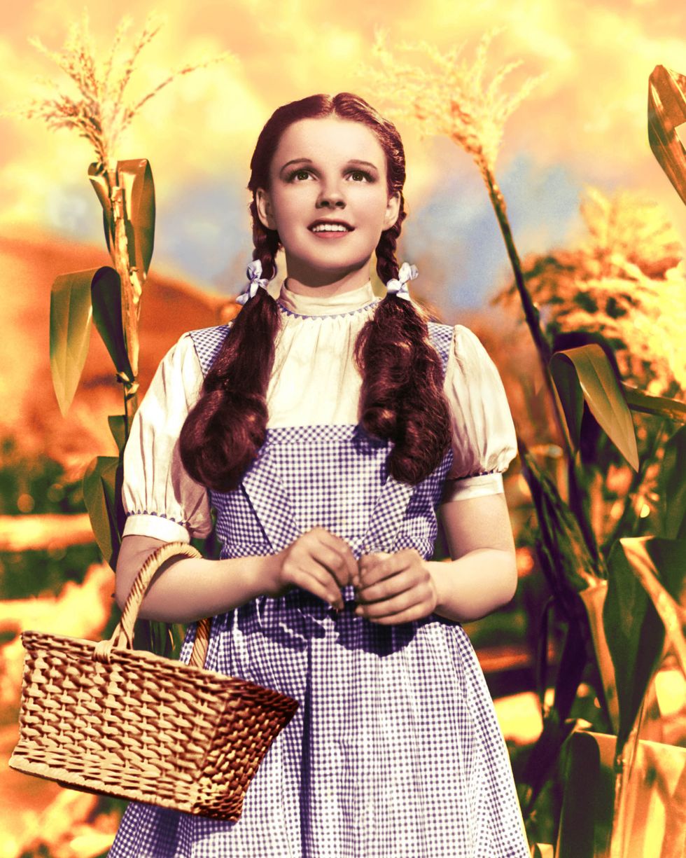 <p>《綠野仙蹤》是電影史上十分重要的一部電影，在 2014 年奧斯卡金像獎頒獎典禮上，主辦單位甚至安排了表演歡慶該片 75 週年。女主角 Dorothy 最經典的不只是那一雙紅鞋，還包含她用藍色緞帶綁著的雙馬尾。</p>