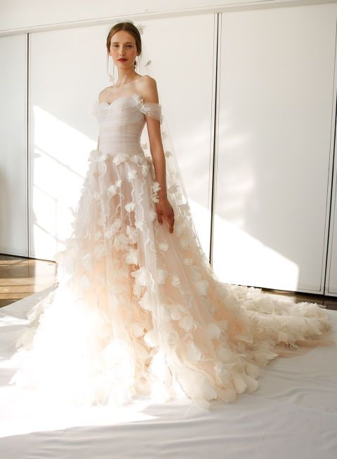 Gown, Wedding dress, Fashion model, Dress, Clothing, Bride, Bridal clothing, Bridal party dress, Shoulder, Photograph, 