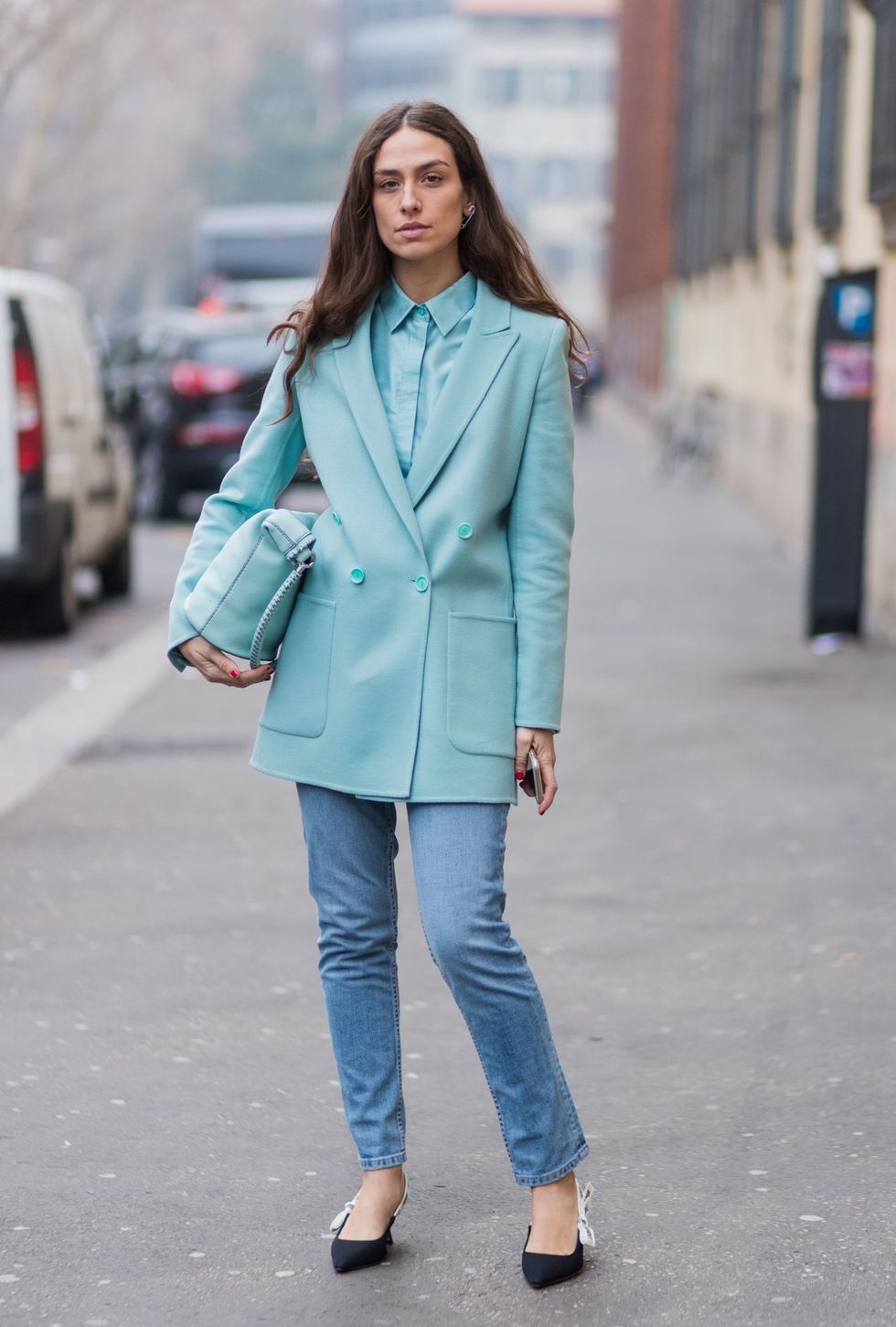 Clothing, Street fashion, Coat, Blue, Fashion, Turquoise, Overcoat, Jeans, Outerwear, Trench coat, 