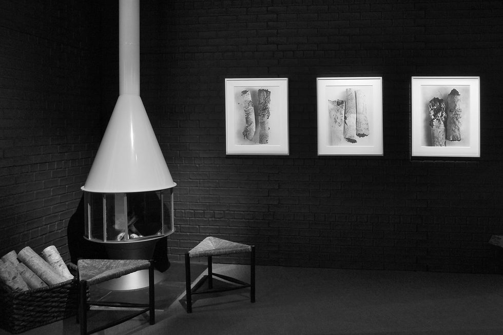 Black, Black-and-white, Room, Lighting, Light fixture, Monochrome photography, Lampshade, Lamp, Table, Still life photography, 