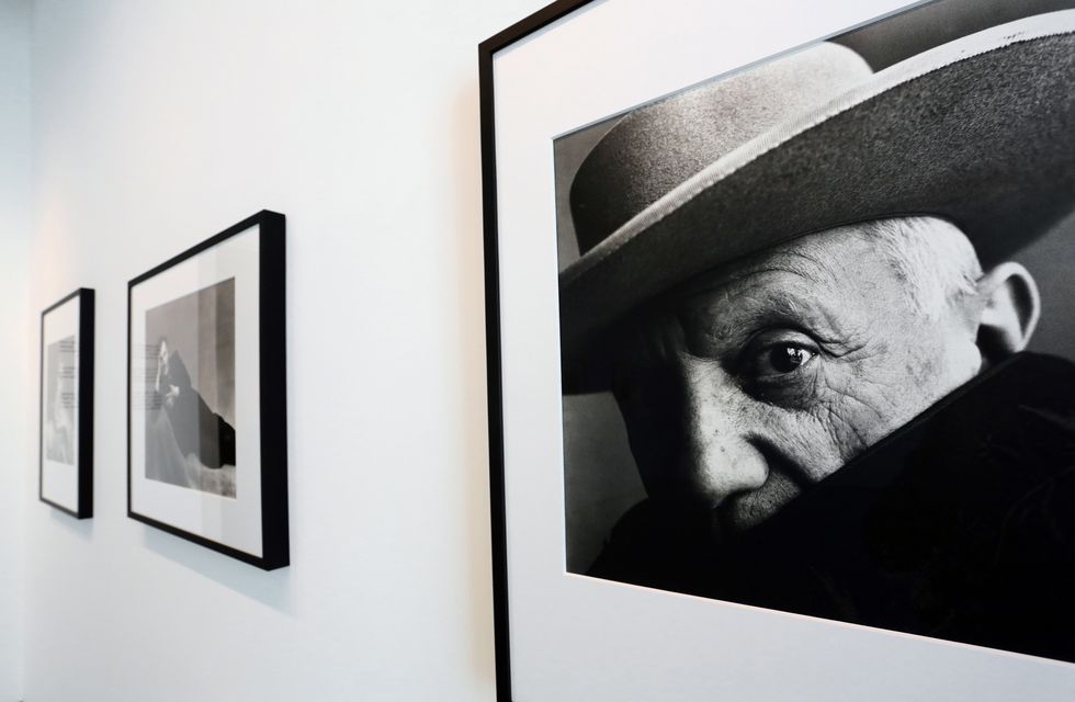 Hat, Eyebrow, Picture frame, Facial hair, Sun hat, Wrinkle, Photography, Monochrome photography, Fedora, Art exhibition, 