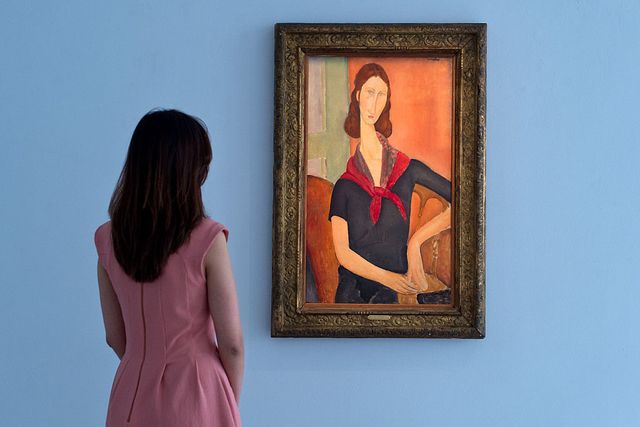 Pink, Painting, Art, Visual arts, Modern art, Neck, Picture frame, Tourist attraction, Gesture, Style, 