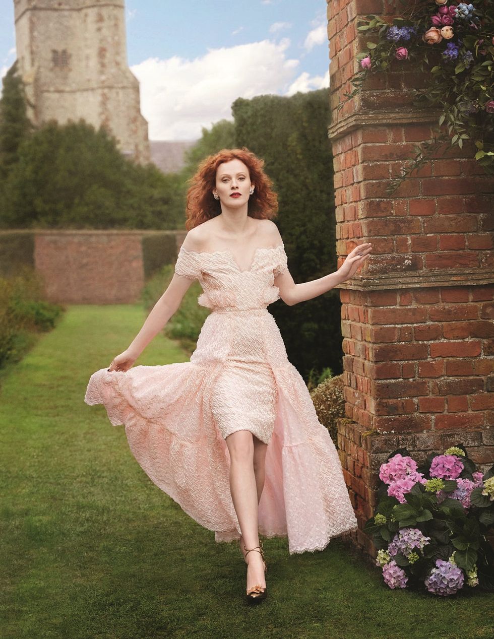Dress, Pink, Clothing, Photograph, Gown, Beauty, Shoulder, Fashion, Summer, Photo shoot, 