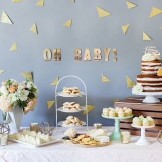 Yellow, Buttercream, Icing, Dessert, Baby shower, Brunch, Food, Party, Sweetness, Table, 