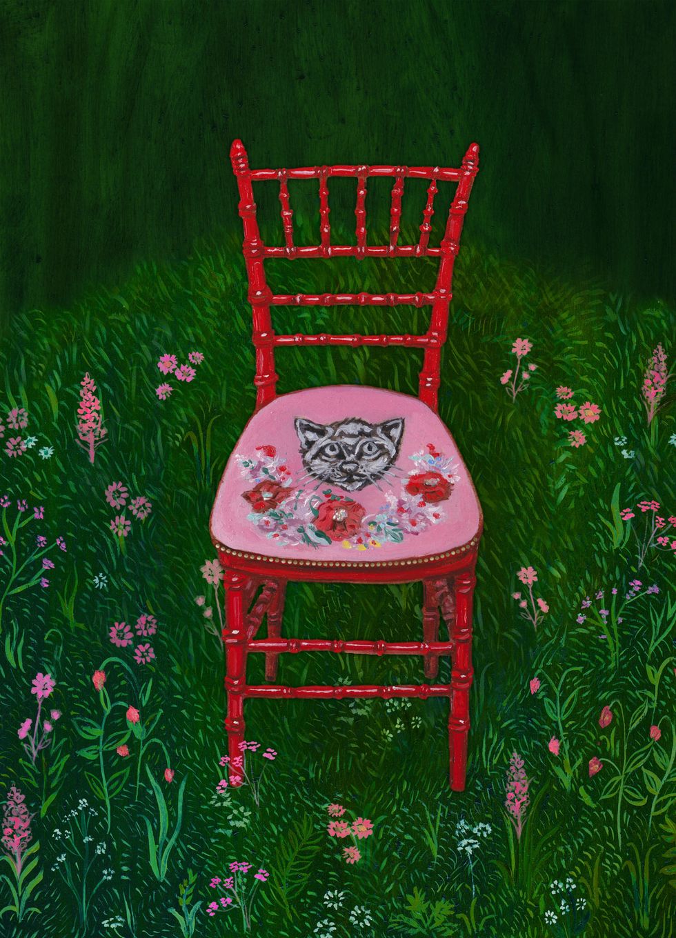 Chair, Furniture, Green, Botany, Outdoor furniture, Plant, Table, Grass, Stool, Paint, 