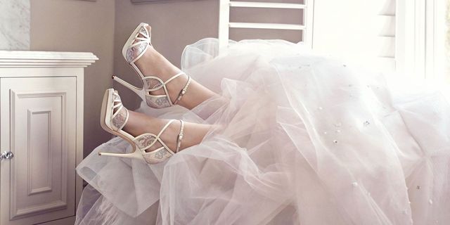 White, Footwear, Pink, Wedding dress, Dress, Shoe, Bridal clothing, Leg, Bridal accessory, Bride, 