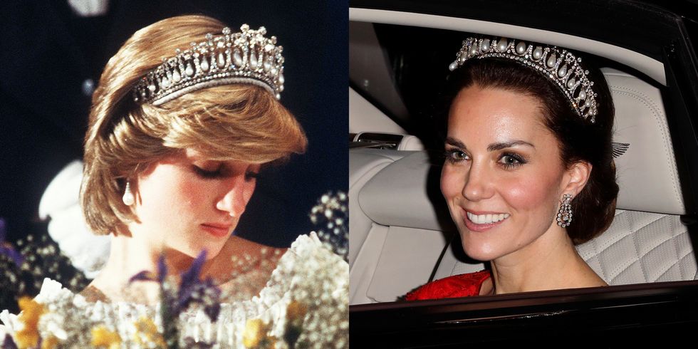 <p>Most commonly associated with Princess Diana, the <a href="http://www.telegraph.co.uk/news/uknews/kate-middleton/12040776/Duchess-of-Cambridge-wears-Princess-Dianas-favourite-tiara-to-diplomatic-reception-at-Buckingham-Palace.html" target="_blank" data-tracking-id="recirc-text-link">tiara</a> was made for Queen Mary in the early 1900s before being passed to Queen Elizabeth. She gave it to Princess Diana as a wedding gift, and it's also been seen on Kate Middleton.</p>