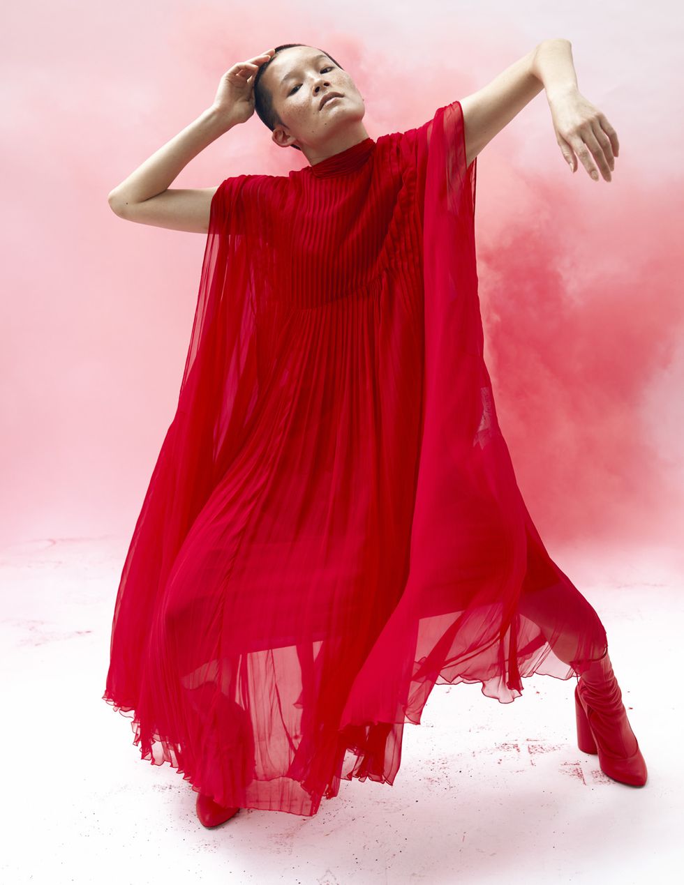Red, Clothing, Pink, Dress, Shoulder, Outerwear, Formal wear, Dance, Dancer, Performing arts, 