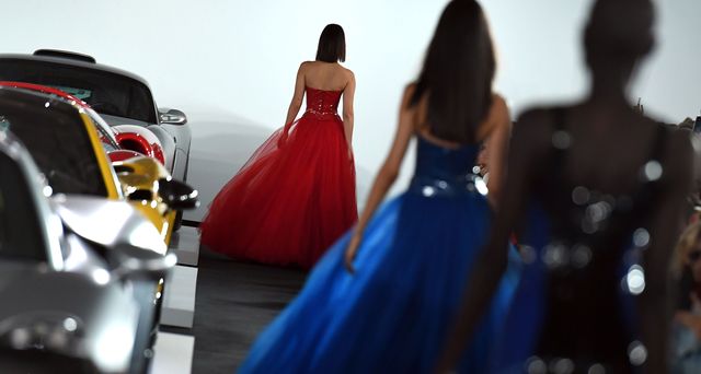 Blue, Dress, Red, Gown, Fashion, Cobalt blue, Formal wear, Event, Fashion design, Black hair, 