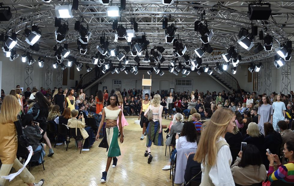 LONDON, ENGLAND - SEPTEMBER 16:  Models walk the runway at the JW Anderson show during London Fashion Week September 2017 on September 16, 2017 in London, England.  (Photo by Stuart Wilson/BFC/Getty Images for The British Fashion Council)