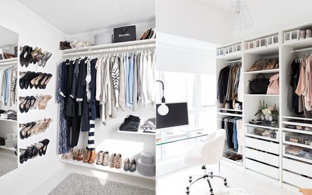 White, Room, Closet, Shelf, Furniture, Interior design, Black-and-white, Shelving, Building, Wardrobe, 