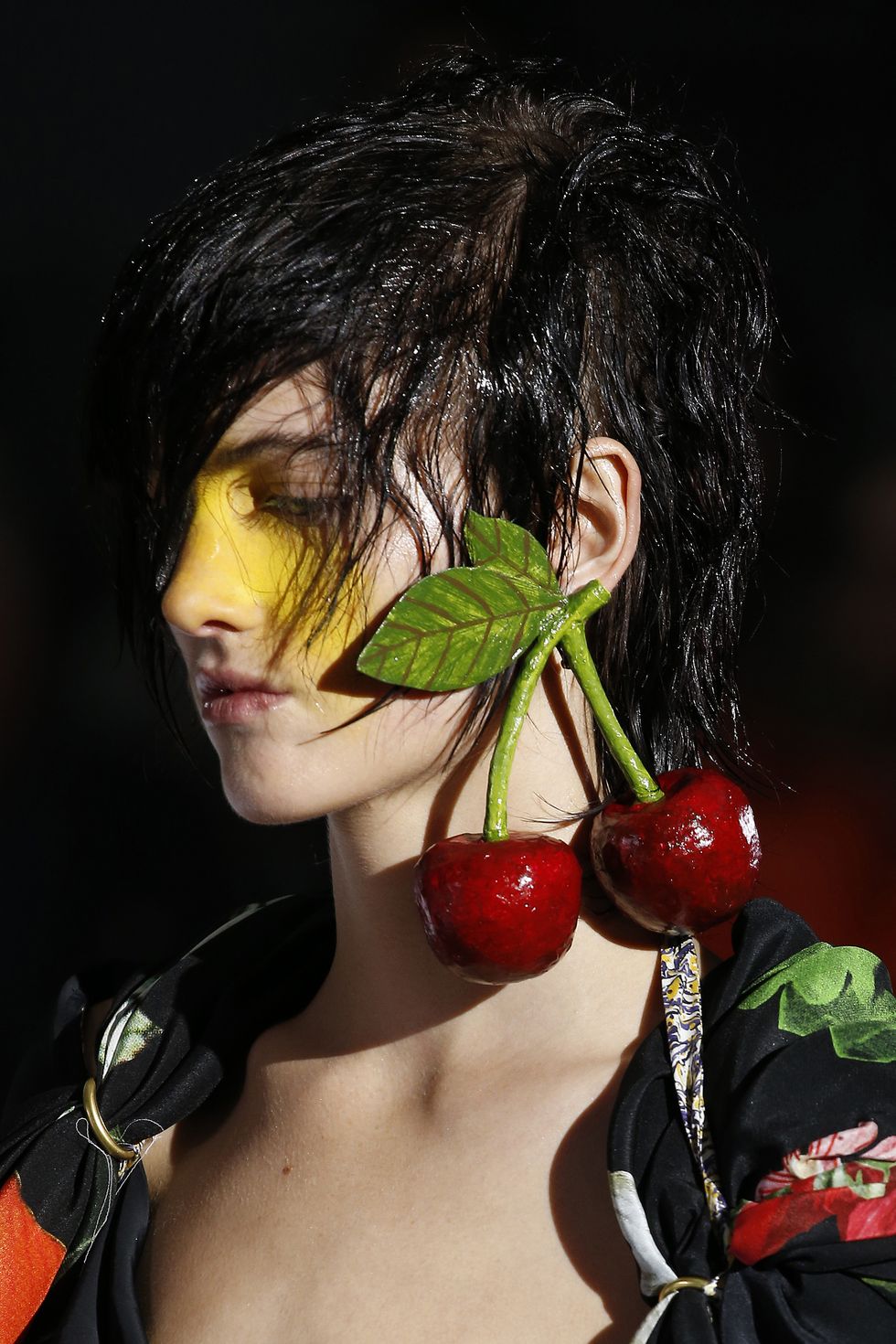 Lip, Plant, Black hair, Mouth, Fruit, Photography, Boxing glove, Cherry, 