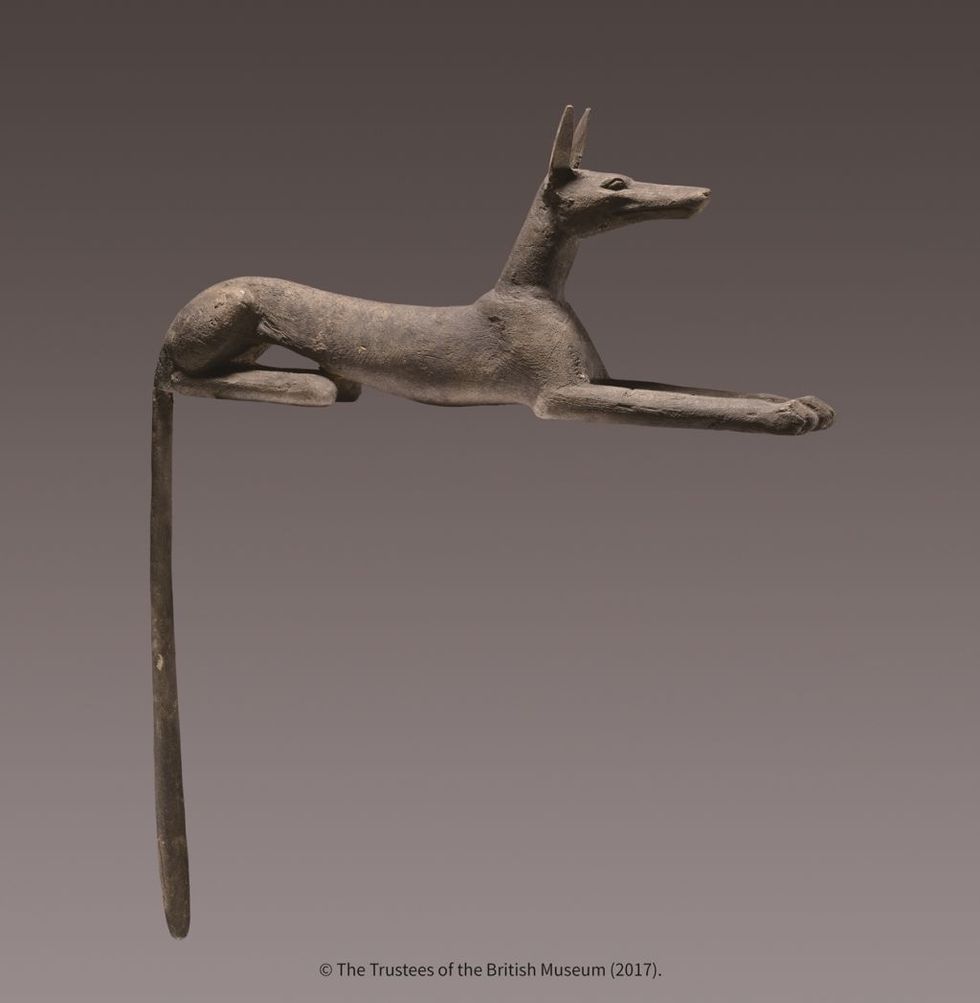 Sculpture, Gazelle, Deer, Antelope, Metal, Springbok, Animal figure, Art, Tail, Fawn, 
