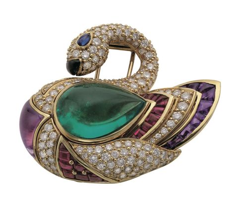 Jewellery, Fashion accessory, Gemstone, Emerald, Body jewelry, Brooch, Amethyst, Bangle, Turquoise, Magenta, 