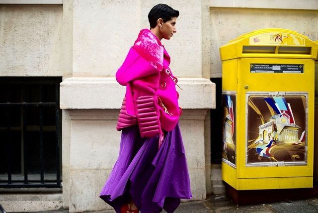 Pink, Yellow, Purple, Street fashion, Magenta, Fashion, Outerwear, Street, 