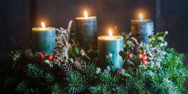 Candle, Lighting, Light, Christmas eve, Christmas, Christmas decoration, Evergreen, Branch, Interior design, Plant, 