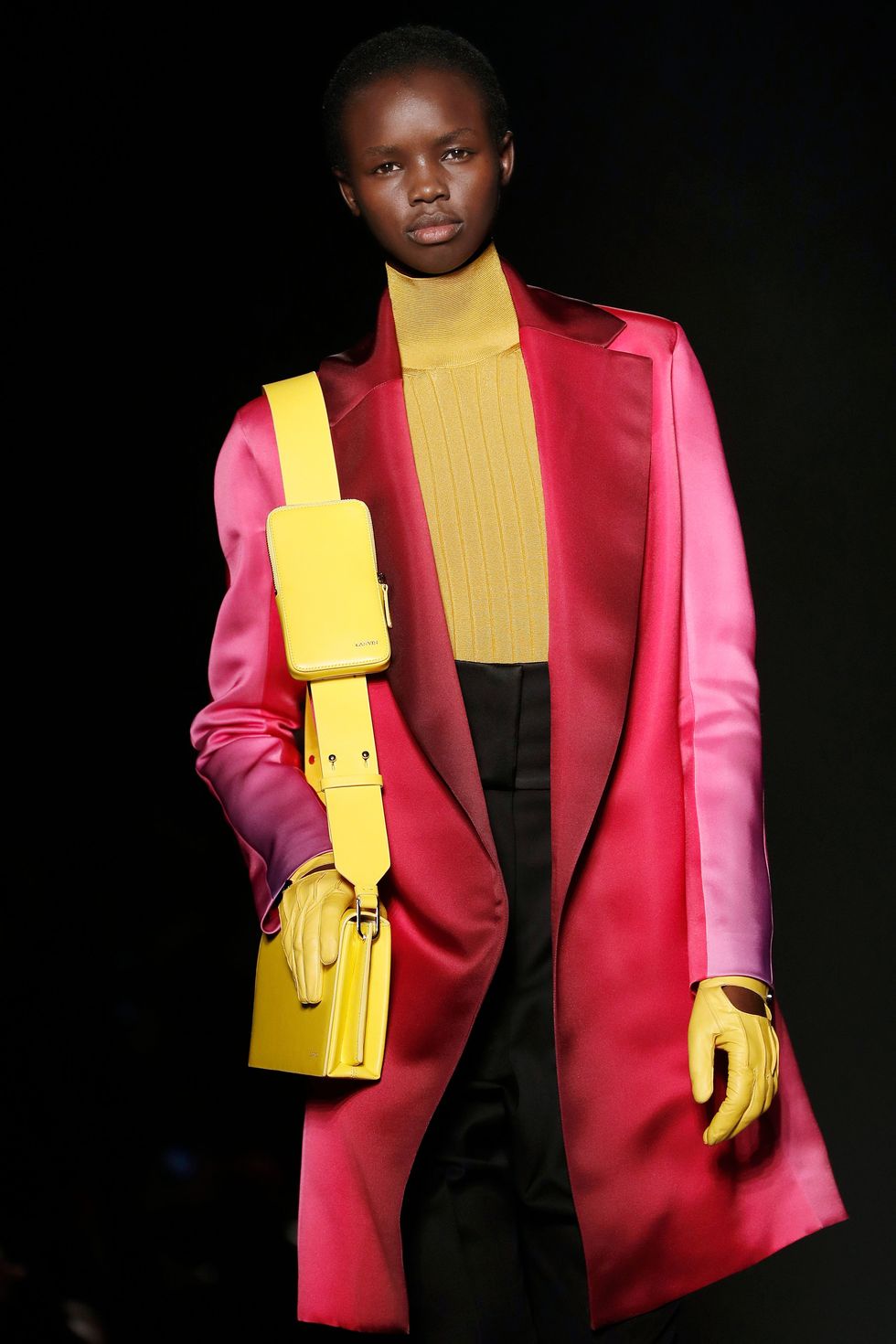 Yellow, Pink, Fashion, Outerwear, Fashion model, Jacket, Street fashion, Fashion design, Blazer, Magenta, 