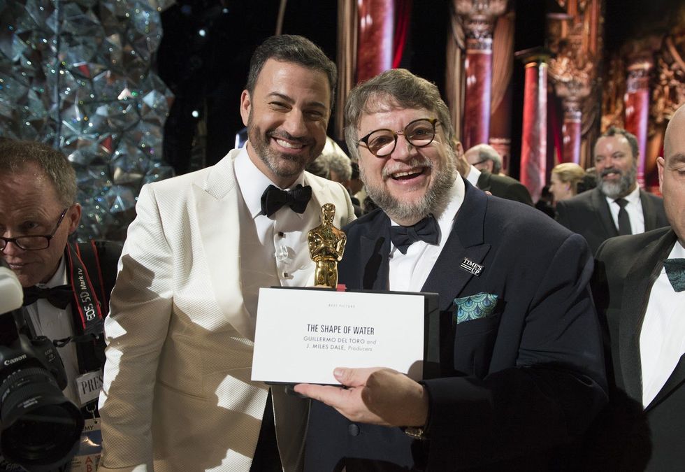 THE OSCARS(r) - The 90th Oscars(r)  broadcasts live on Oscar(r) SUNDAY, MARCH 4, 2018, at the Dolby Theatre® at Hollywood &amp; Highland Center® in Hollywood, on the ABC Television Network. (Eric McCandless via Getty Images)JIMMY KIMMEL, GUILLERMO DEL TORO