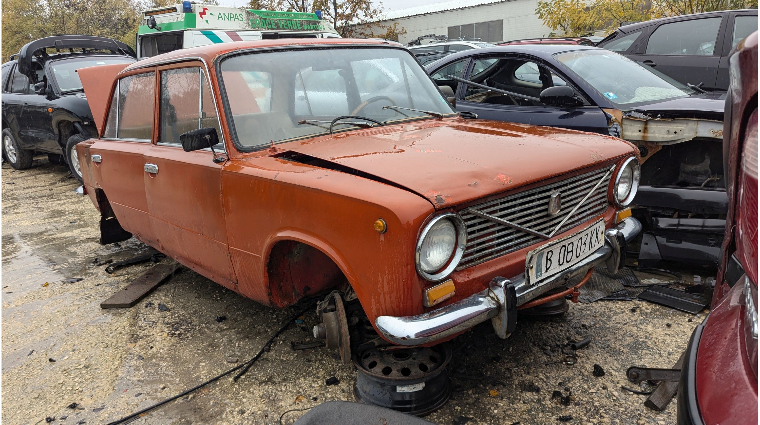 Early Lada Sedan—with Camo-Tarp Carpet—Is Bulgarian Junkyard Treasure