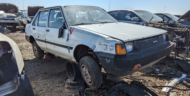 1984 toyota corolla diesel sedan in colorado wrecking yard