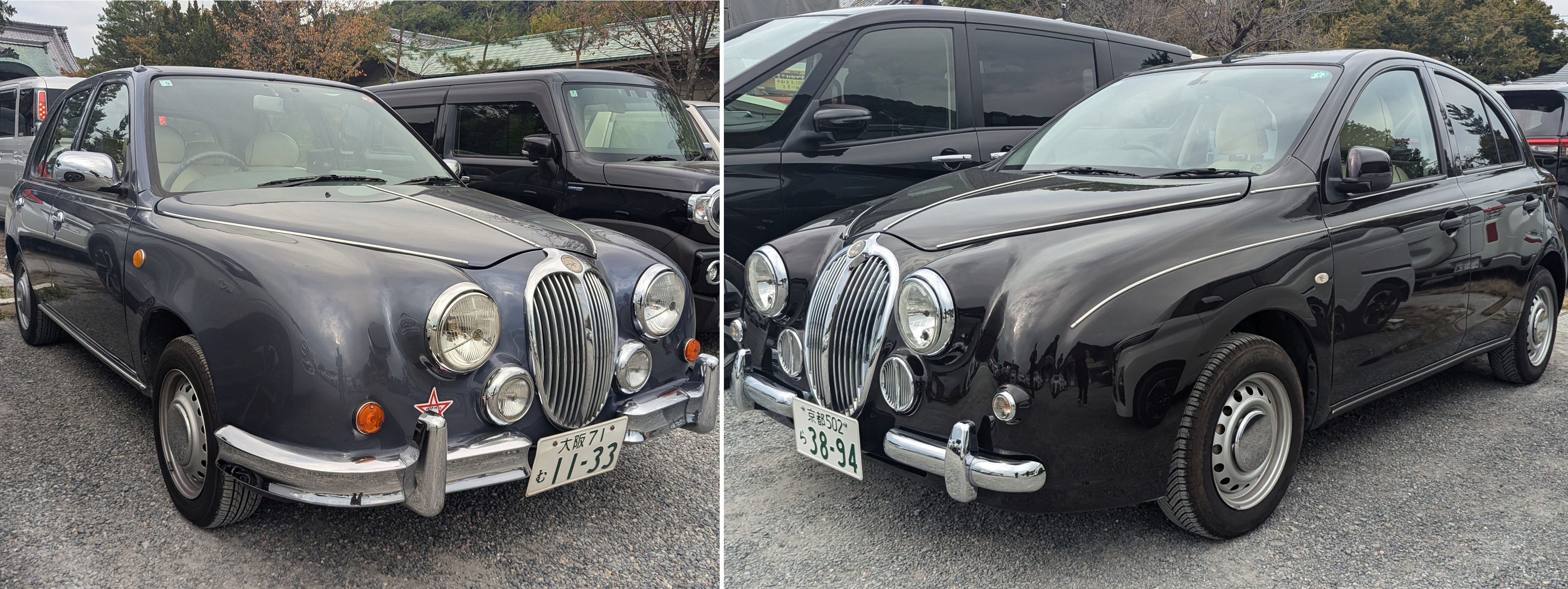 Two Viewt Sedans Show the Mitsuoka Flag in Kyoto