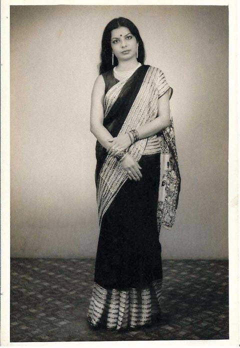 whether heading to work in a chiffon sari or gliding through the house in a cloud of dior perfume, my mother was always impossibly glamorous