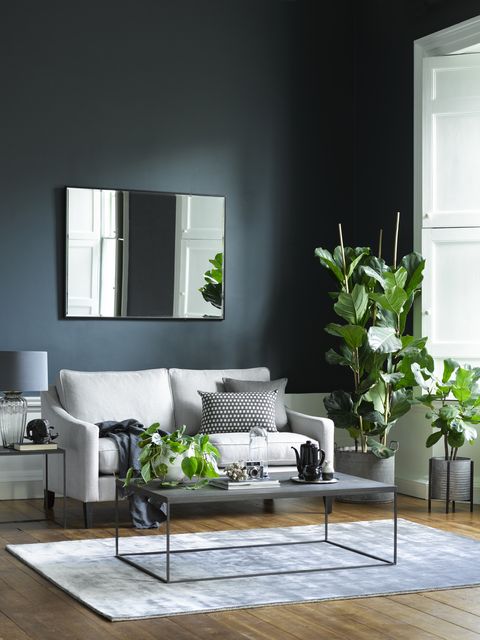 19 Grey Living Room Ideas, Teal Rug Grey Sofa Design