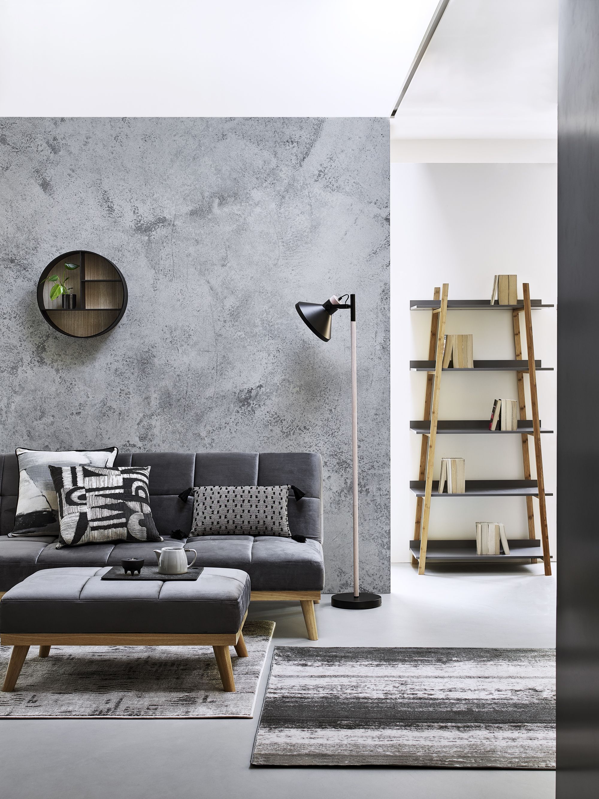 19 Grey Living Room Ideas, Grey Wallpaper Living Room Ideas
