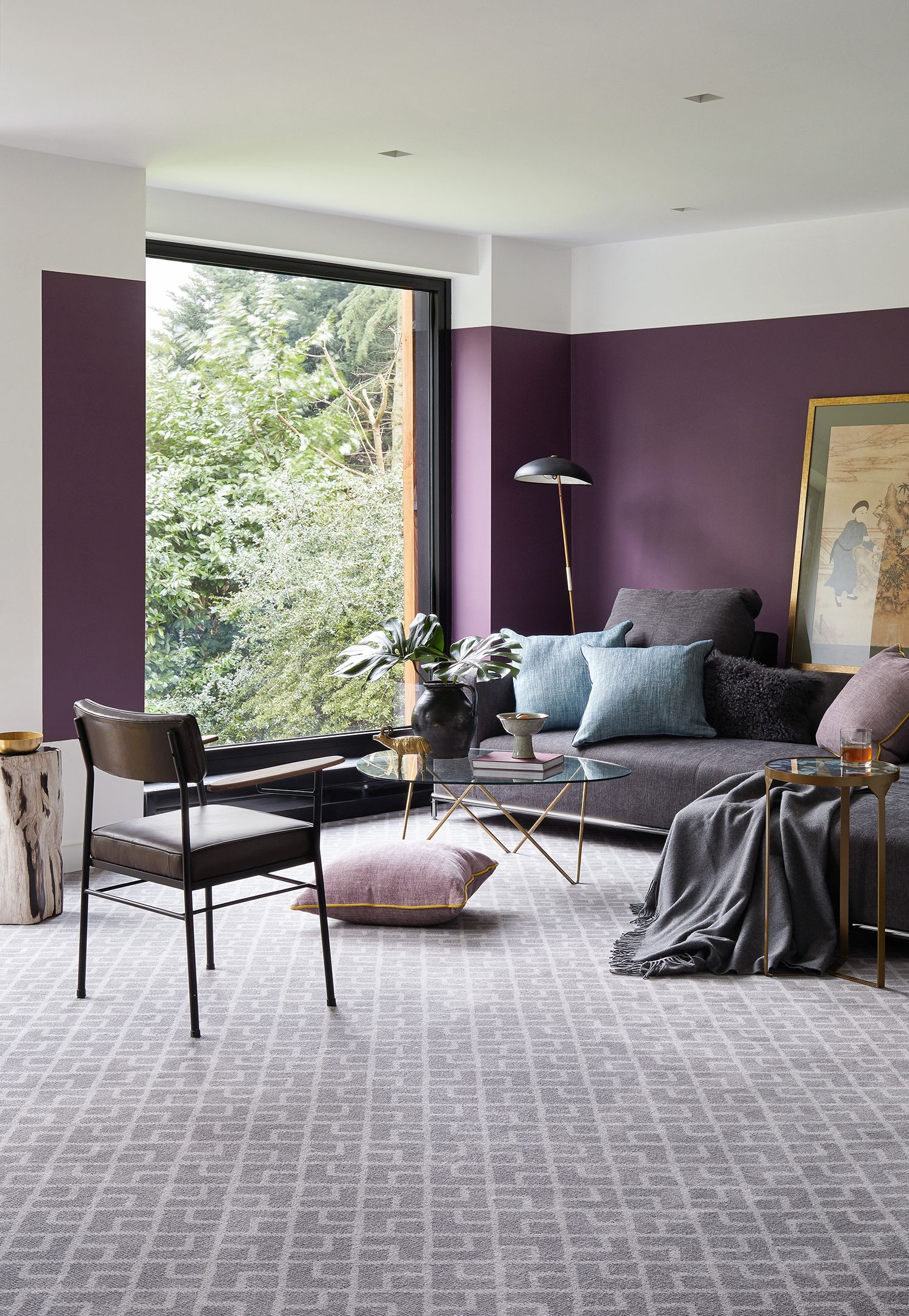 19 Grey Living Room Ideas, Colored Carpet Living Room