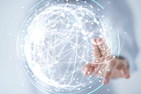a hand touching a connectivity graphic
