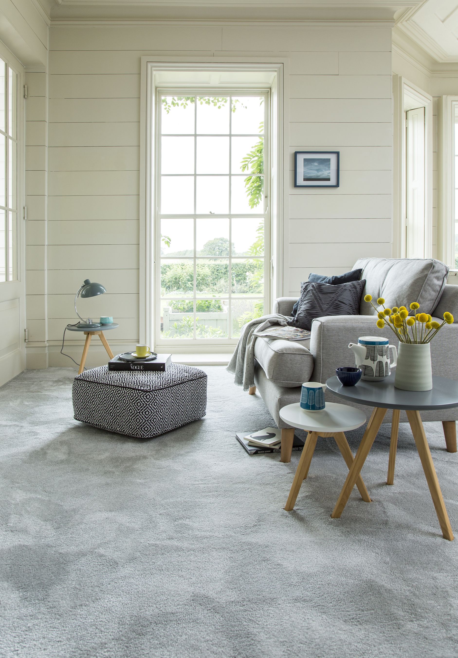 Elegant Floral Patterned Rug Pastel Grey Blue Cream Living Area Classy Carpet 