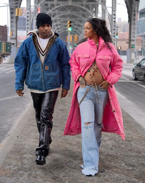 rihanna is set to be a mom for the very first time  she was spotted out in nyc with boyfriend, asap rocky this weekend, shocking the world with her baby bump on full display the inseparable pair stepped out in harlem, his hometown, and were seen looking happier than ever rihanna’s bare bump was adorned by an elegant gold cross with colorful jewels, as she leaned into her boyfriend’s tender kiss on her forehead she looked absolutely radiant as they enjoyed a walk in the snowy brisk air together before headed back to their new apartment together to prepare for parenthood  mandatory byline   diggzyshutterstock