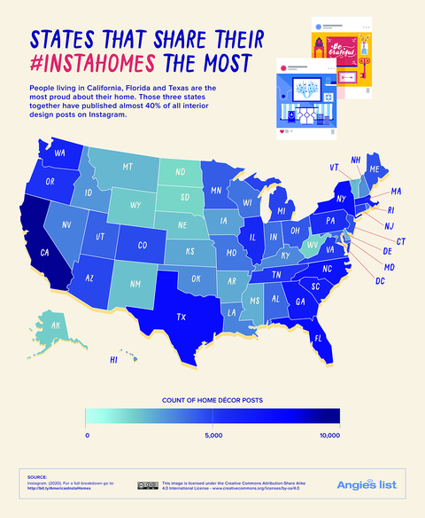 map of the united states based on instagram habits