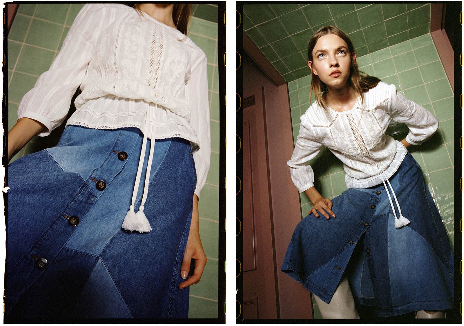 La falda midi vaquera de patchwork en Sfera que eleva tus looks La falda midi vaquera de patchwork en Sfera que eleva tus looks