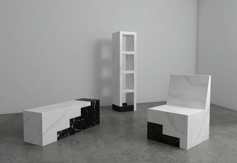 Furniture, Room, Material property, Display case, Table, Glass, Shelf, Black-and-white, Floor, Art, 