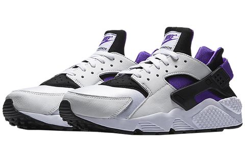 Footwear, White, Shoe, Violet, Purple, Black, Basketball shoe, Outdoor shoe, Sneakers, Running shoe, 