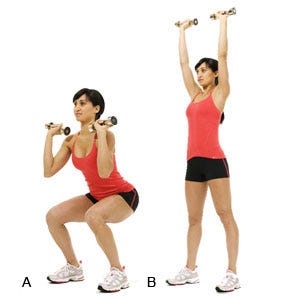 Dumbbell Back Squat to Overhead Press