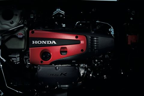 overhead shot of the engine of the new honda civic type r
