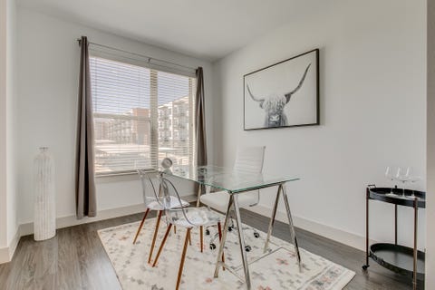 bright home office with clear furniture